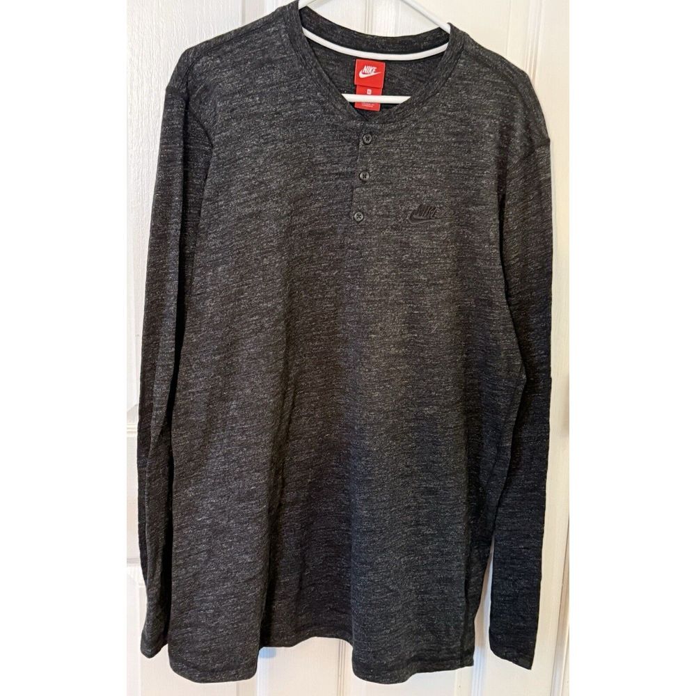 Nike Long Sleeved Crew Neck 1/2 Button Front Shirt Mens XL ‎ Black